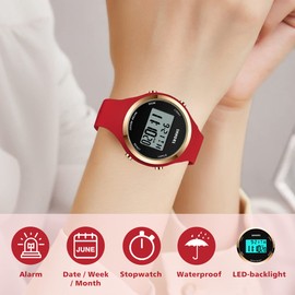 Womens Watch, Digital Watches for Women Female Wrist Watch Sport Chronograph Resin Matte Strap Women's Watch Easy Read Montre Femme