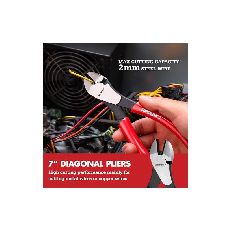 ARROW 5PCS Pliers Set, 6" Slip Joint, 7" Diagonal, 8"