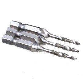 Maxmoral 3PCS Silver Tap Hardened HSS Countersunk Drill Bits 6-32 NC Combination Screwdriver with Quick Change Adapter for Deburring up to 10 Gauge Metals