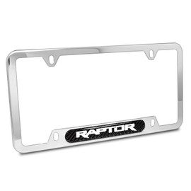 iPick Image for - Ford F-150 Raptor Real Carbon Fiber Nameplate Chrome Stainless Steel License Plate Frame