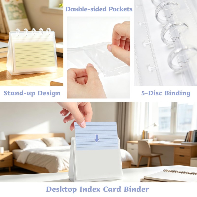 ATCYMI Index Card Holder Organizer Binder Stand Flip Flash Note