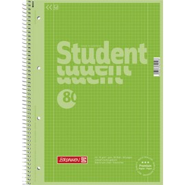 Brunnen 1067928190 Student Spiral-Bound Notebook, Squared, A4, Ruling: 28, 90 g/m², 80 sheets, Green