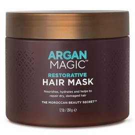 Argan Magic Mascarilla Reparadora Para El Cabello: Mascarilla Acondicionadora Rica En Proteínas Que Hidrata, Restaura Y Repara El Cabello Dañado | Fabricada En Ee. Uu., Si 12 Onzas (Paquete De 1)