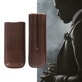 Cigar Case, Portable 2 Finger Carrying Case Cigars Travel Case Elegant Cigar Holder, Brown PU Leather Small Cigar Humidor Cigar Gifts for Cigar Lovers, Cigar Accessories for Men
