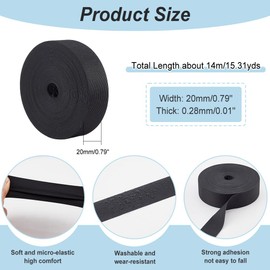AHANDMAKER Black Flat TPU Cloth Heat Sealing Tape, 0.79Inch 45.9Ft Waterproof Seam Tape Iron-On Seam Sealing Fabric Fusing Adhesive Repair Tape DIY Fix Fabric Outdoor Jacket Gear Clothing