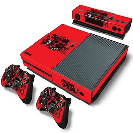 ZOOMHITSKINS Compatible for X1 Skin, X1 Controller Skin and Console Skin, Skulls Cranium Red Rock Guitar Black Heavy Metal, Durable & Fit, Vinyl, Easy to Install, Made in The USA