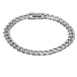 Treasure Bay Chain Bracelet for Men, 6/7/8/910/11/13 MM Width | Stainless Steel Cuban Curb Link Chain Length 19.5cm, 21cm and 23cm (19.5 Cm, 7 MM - Stainless Steel)