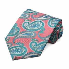 tiemart Regent Morris Neckwear Silk Necktie (Guava Officiant Paisley)