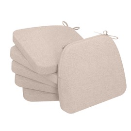 AAAAAcessories D-Shaped Chair Cushions, 2" Thick Dining Chair Pads with Ties and Removable, Machine-Washable Cover, 17" x 16", Set of 6, Oatmeal Beige