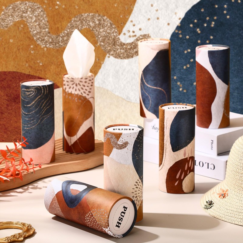 Outus 12 Pcs Boho Car Tissues Cylinder Holder with 3
