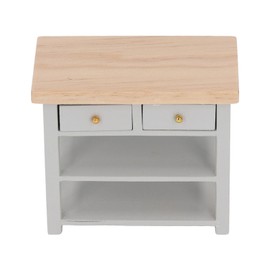 Miniature Bathroom Cabinet Birch Wood Vintage Exquisite Simple Multifunctional DIY Mini Furniture for 1/12 Doll House Grey