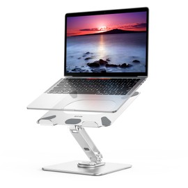 BESIGN LSX7 Laptop Stand with 360° Rotating Base, Ergonomic Adjustable Notebook Stand, Riser Holder Computer Stand Compatible with Air, Pro, Dell, HP, Lenovo More 10-15.6" Laptops (Silver)