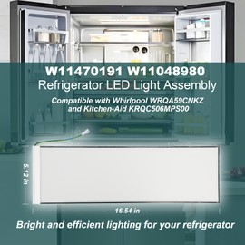 W11470191 W11048980 Refrigerator LED Light Assembly Replacement W11032353 W11455230 W11032355, Compatible with Whirlpool WRQA59CNKZ and Kitchen-Aid KRQC506MPS00