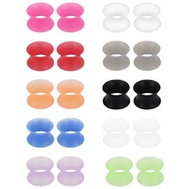 Jenxnjsjo Silicone 00g Plugs 00 Gauges Tunnels for Women Men Ears 10mm Plastic Rubber Retainer Ear Stretching Kit Double Zero Gauge Plugs Gage Starter Kits Gauging Plug Earrings Set