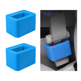 povtii 2PCS Car Seat Belt Buckle Holder, Silicone Auto Seatbelt Buckle Booster Makes Receptacle Upright Buckling, Easy Access Seat Belt Buckle Safety Cover for Kids, Car Accessories (Blue)