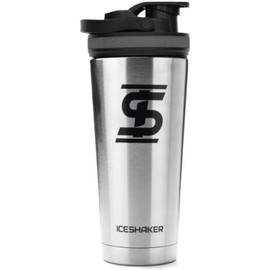 Ice Shaker Stainless Steel Insulated Water Bottle Protein Mixing Cup (As seen on Shark Tank) | Gronk Shaker | (Silver 26oz)