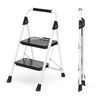 TOOLF 2 Step Ladder, Sturdy Steel Step Stool with Anti-Slip