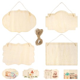 Unfinished Wooden Sign Hanging Wooden Sign with 2 Holes and Jute Rope Blank Wooden Signs Pack of 12 Rectangular Hanging Wooden Sign for Hanging DIY, Pyrography, Painting, Writing and Decorating (2)