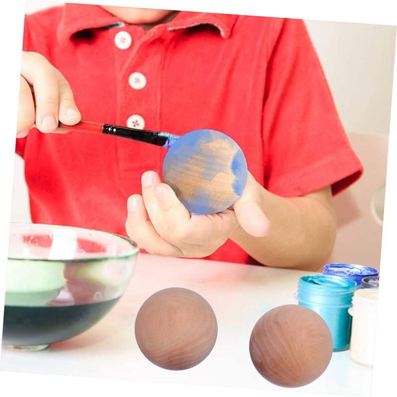 DOITOOL Wooden Round Ball Unfinished Natural Wood Craft Accessory for