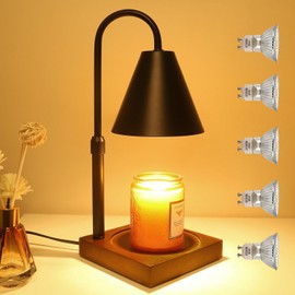 LIFETOWE Candle Warmer Lamp with 5 Bulbs, Electric Candle Warmers with Timer & Dimmer, Women Gifts Ideas, Black Candle Warmer Lamp Adjustable Height for Home Decor with 5 Bulbs