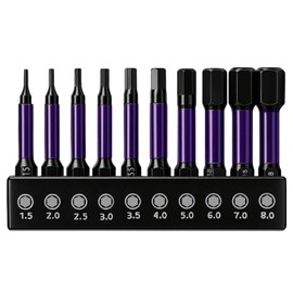 10pcs Metric Hex Head Allen Key Drill Bit Set, 1/4" Shank Magnetic S2 Steel Impact Driver Bits, 2 Inch Long Hex Screwdriver Bits with Storage Box for Power Tools, Home, Car, DIY Applications