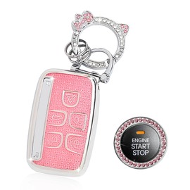 YILINXI Key Fob Cover with Cat Clip Keychain&Start Button Ring, Car Key Shell Compatible with for Women, Pink-5 Buttons