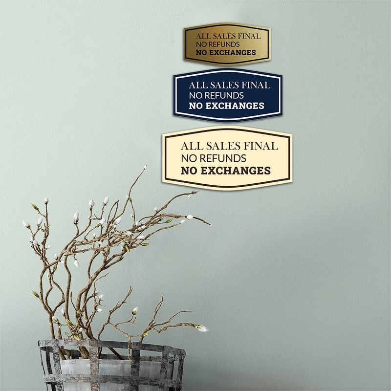 Fancy All Sales Final No Refunds No Exchanges Sign (Black