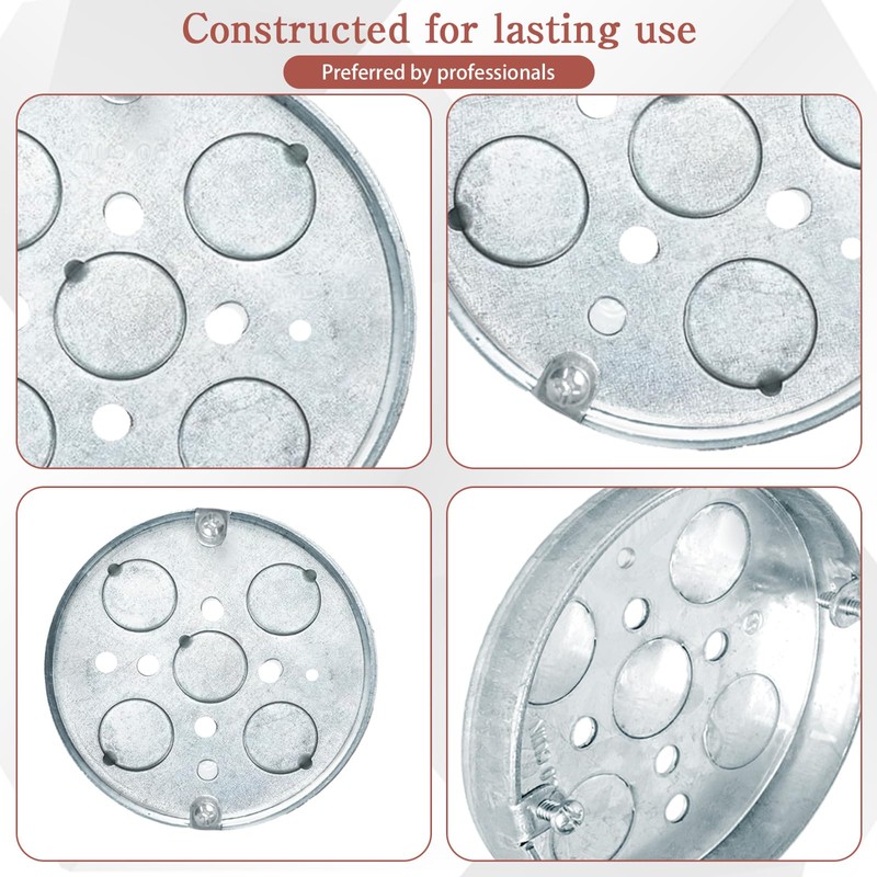 LECEHIVO 14 Pcs 293 4 Round Shallow Electrical Box Galvanized