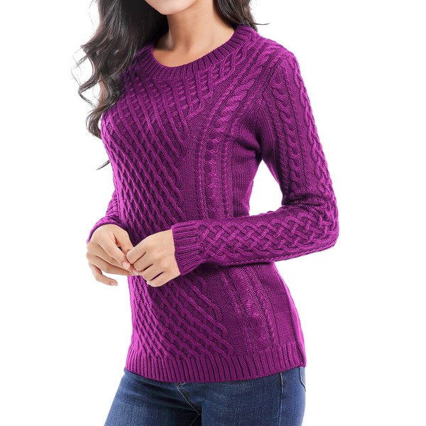 v28 Women Crew Neck Knit Stretchable Elasticity Long Sleeve Sweater