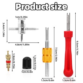 BOXOB 33pcs Tire Valve Stem Tool Kit, 4 in 1 & Double & Single Head Valve Core Remover Installer Wrench for Car, Truck, Motorcycle, Bicycle, ATV