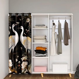 Feelyou Japanese Crane Door Curtain for Doorway Privacy for Kids Boys Girls Teens Asian Art Blackout Insulated Thermal Curtain 1 Panel,59"x80" Lotus Door Cover Curtain Animal Window Treatments