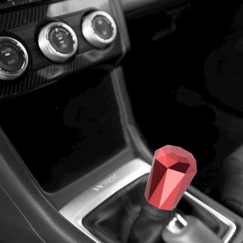 EZAUTO WRAP Universal Red Diamond Shifter Chrome Aluminum Automatic Shift