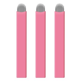 50 pcs Pink Disposable Microblading Blades Microblades 0.15mm Nano Needles Perfect for Hair Strokes Eyebrow Thinnest needles in Market (12U)