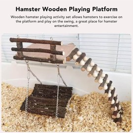 Wooden Hamster Playground Platform Hamster Climbing Toys Wooden Hamster Playing Activity Set for Mouse Dwarf Hamster