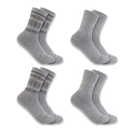 Carhartt Women's Heavyweight Synthetic-Wool Blend Crew Sock 4 Pack, Assorted 1 Grey, Large