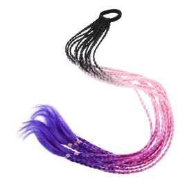 Beavorty Braided Rainbow Ponytail Hair Extension with Hair Tie Lightweight Colorful Braided Hairpiece Wiglet for Women for Cosplay Festival and Daily Wear