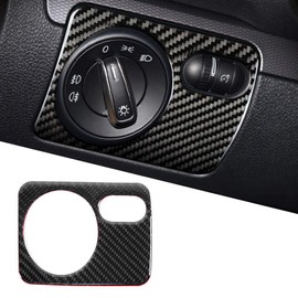 Qiilu Headlight Switch Frame, Carbon Headlight Switch Panel Cover Trim Car Interior Decoration for Golf 6 2008-2012