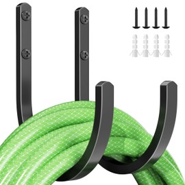 songsoso Garden Hose Holder Wall Mount - Aluminum Hose Hanger for Outside, Durable Wall-Mounted Hooks for Garden & Outdoor Use（2 Hooks）