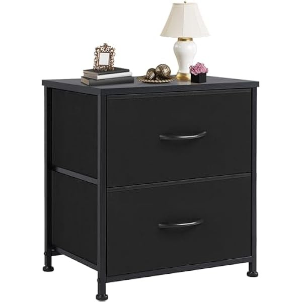 DUMOS Nightstand Small Dresser with 2 Fabric Drawers Side Tables