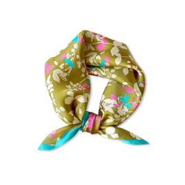 LumiSyne Silk Scarf Women's Square Scarf Plain Retro Chain Printed Lightweight Soft Square Scarf Bandana Headpiece Neckerchief Hairband, Yellow Flowers