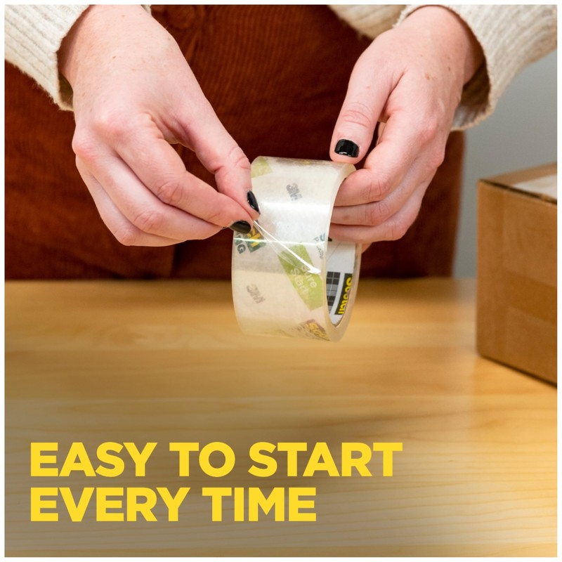Scotch Sure Start Packing Tape, Clear, Holiday Wrapping Tape with