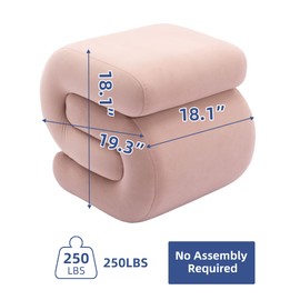 Hdxdkog S-Shape Velvet Ottoman Foot Stool, Modern Footstool Makeup Chair Under Desk, Upholstered Extra Seating for Living Room, Bedroom, Entryway, Office