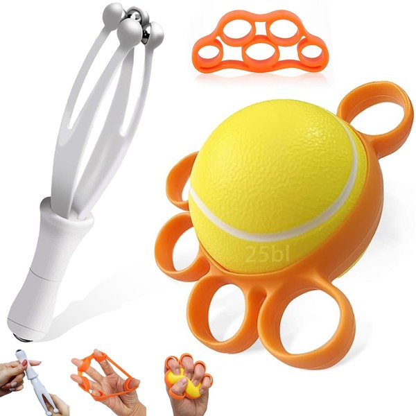 Auterflym Hand Grip Strengthener Exercise Set, White and Orange, Metal