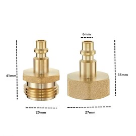 CuiCanfla 2 Pcs Lead-Free Brass Winterize Sprinkler Systems,Brass Blow Out Plug Quick Connect Air Compressor, 1/4" Quick Connect Plug to GHT 3/4" Garden Hose Faucet Blow Out Adapter Fitting for Camper