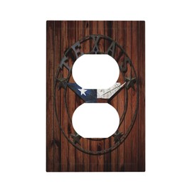 1 Gang Jumbo Size Duplex Receptacle Wall Plates Western Texas Star Vintage Wooden Barn Doors Nails Rustic Style Electrical Decorative Dual Device Light Switch Plug Socket Outlet Cover Face Plate