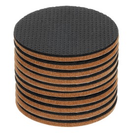 uxcell 10 Pcs Felt & EVA Furniture Pads, 2 1/2" (65mm) Round Furniture Feet Wood Floor Protectors Self Adhesive for Protecting Hardwood Floors, Table Legs and Chair Legs, Brown+Black