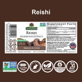 Nature's Answer Reishi Mushroom Liquid Extract 1 oz Alcohol‑Free, 1,000 mg per Serving | Vegan, Non‑GMO, Gluten‑Free | Immune Support & Antioxidant Bio‑Balance