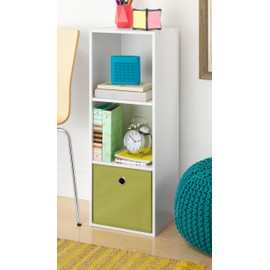 Whitmor 3 Cube Storage Organizer, 3 Tier Stackable MDF Wood Bookcase, Open Storage Display Bookshelf, Storage Cabinet for Living Room, Bedroom, Home, Office, 12.7" L x 11.7" W x 35.5" H, White