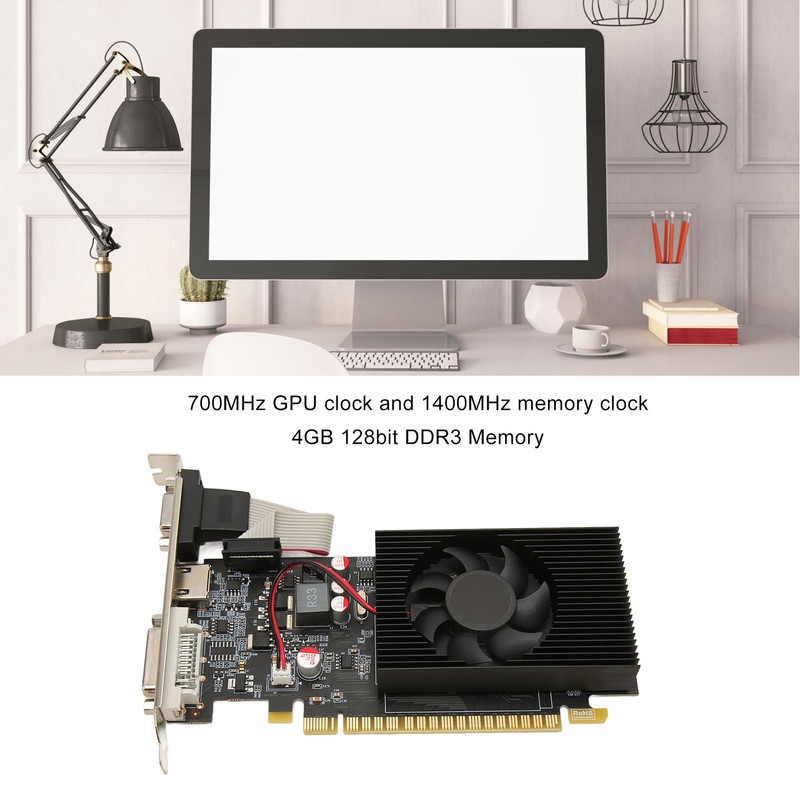Desktop Graphics Card 4GB DDR3 128bit 700/1400MHz DVI HD VGA