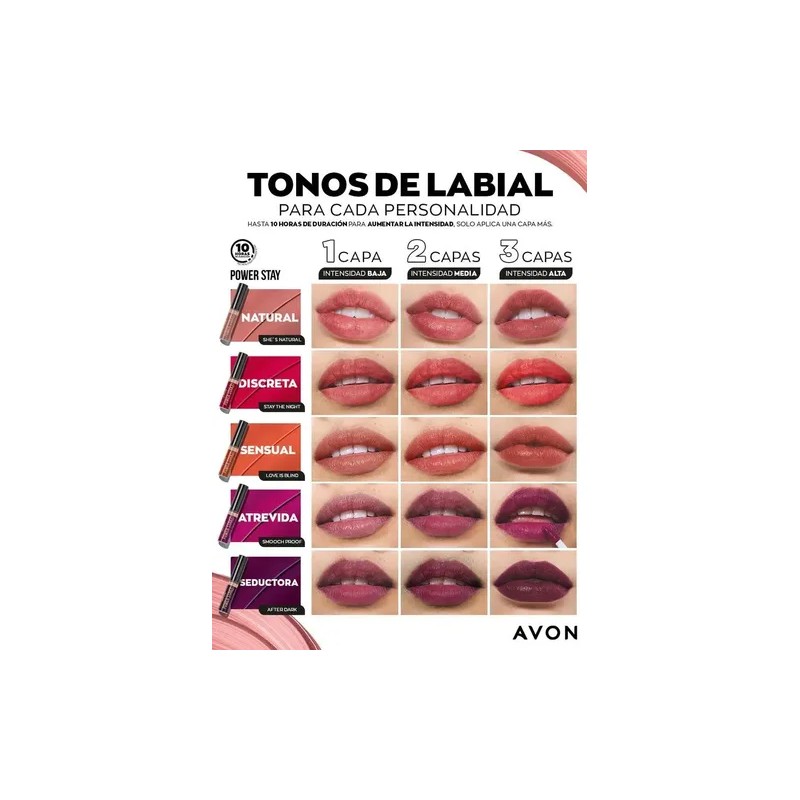 Avón - Power Stay - Lip Tint Labial 10 Hrs